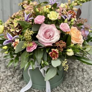 Bridgerton Hat Box floral display